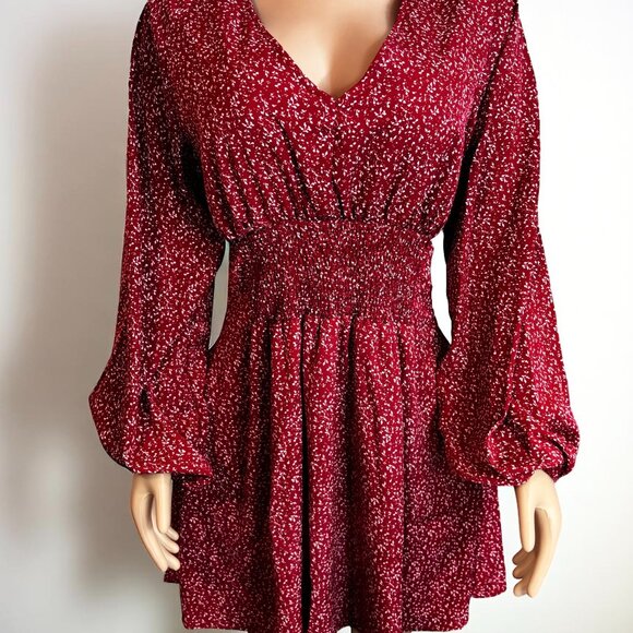 Ruffle Red Wine Flowy Dress - Picture 7 of 9